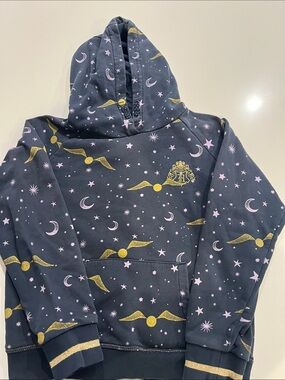 Harry Potter Golden Snitch Hoodie - Navy with Pink Stars
